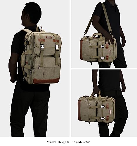 Image of WITZMAN Canvas Travel Backpack for Men Large Laptop Backpack Fit 16 inch Carry-on Airline Approved Shoulder Rucksack