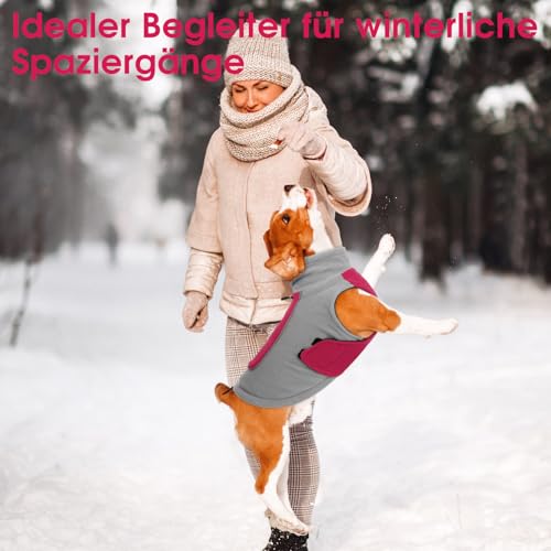 KONVINIT Hundepullover für Mittelgroße Hunde - Fleece Winddichter Winterpulli Hunde Wintermantel mit Doppelschicht und Reflektorstreifen,Hundemantel für Dackel