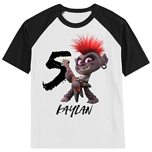 Personalized Queen Troll Birthday Shirt | Barb Birthday Shirt | Handmade Decorated Shirt | Personalized with Name and Age | Unisex Short Sleeve Raglan T-Shirt