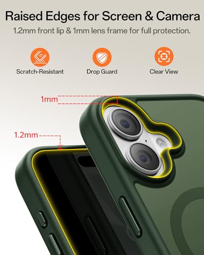 Image of UNBREAKcable For iPhone 17 Case for MagSafe, Full Camera Protection, Built-in Magnetic Ring, Shockproof, Scratch-Resistant, Translucent Matte Mobile Phone Case for iPhone 17 Case 6.3 Inch, Dark Green