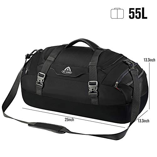 AIONE Travel Duffel Bag,Water-Resistant Gym Sports Backpack 4-Way Large Weekender Bag Unisex Overnight Tote Carry-on Luggage with Shoe Compartment42L/55L/65L
