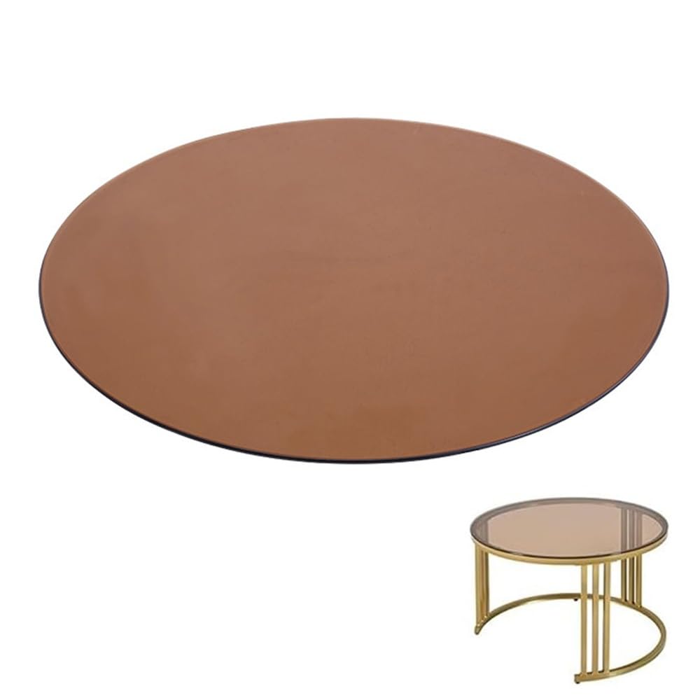 Verre trempé pour table à manger ronde marron plateau 900mm