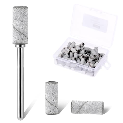 80 Stück kleine Nagelbohrer schleifhülsen nagelfräser Ersatz-Maniküre-Schleifband,20 Grit Körnung Nagelfeilen-Schleifbänder schleifkappen für Acrylnägel,Tech-Gel-Maniküre und Pediküre