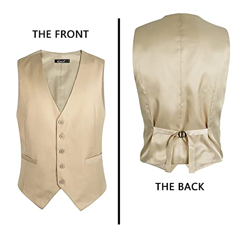 Image of Alizeal Mens Classic Solid Suit Vest Regular Fit Tuxedo Waistcoat