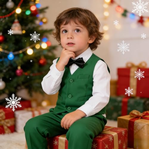 Image of Baby Boys Clothes Suits Toddler Navy Blue Formal Gentleman Wedding Outfit Dress 5Pcs Kids Infant Slim Fit Suit Sets 3T