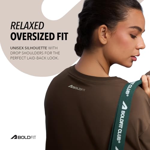 Image of Boldfit Tshirt for Man Unisex Oversized Tshirt for Woman Graphic Tees Supreme Comfort, Effortless Style Oversized T Shirt for Men, Breathable Polycotton T-Shirt for Lounging, Casual Outing, Yoga Wear