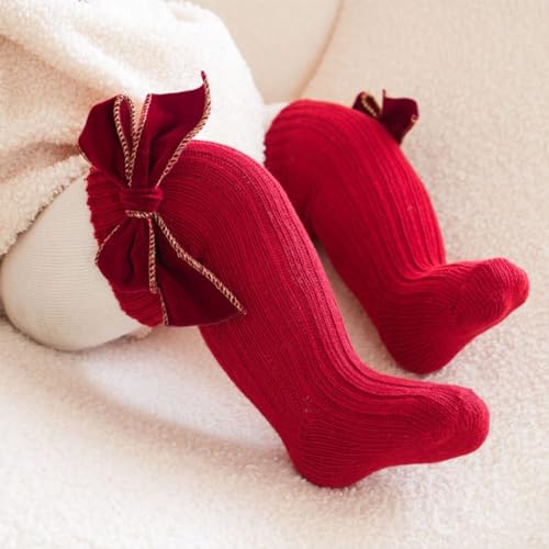 Toddlers Girls Knee High Socks Newborn Girl Soft Bow Velvet Long Tube Stockings Infant Baby Warm Socks4
