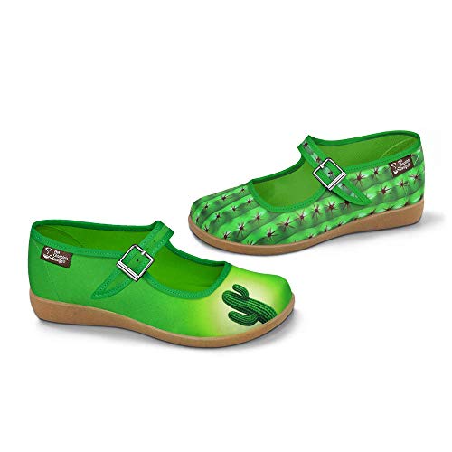 Image of Hot Chocolate Design Chocolaticas Funky Ballerina Mary Jane for Women, Cactus, 5 Women