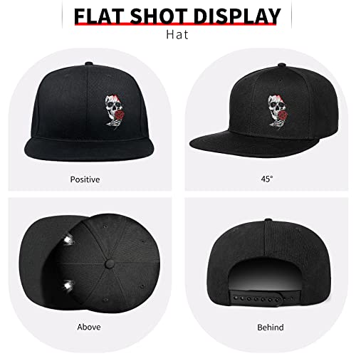 Negi Skull Rose Skeleton Baseball Cap Men Solid Flat Bill Adjustable Snapback Hats For Men #TOP3