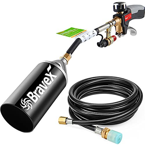 Propane Torch Weed Torch High Output 500,000 BTU, with Turbo Trigger Push Button Igniter (Piezo Electric Ignition) Heavy Duty Multifunctional Burner for Ice Snow Melter, Roofing, Roads (6.5 ft Hose)