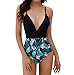 Tuopuda Femme Maillot de Bain 1 Pièce Col V Volants Imprimé Floral Tankini Sexy Push Up Rembourré Amincissant Swimwear Bikini