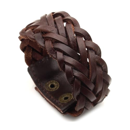 Punk Rock Braided Wide Pu Leather Arm Cuff Bracelet