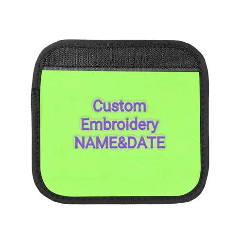 Luggage Handle Wrap, Personalized Embroidery Custom Text, Handle Covers for Travel Bag Luggage Suitcase (Light Green)