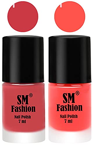 Image of Long Lasting Nail Polish | Nail Paint Combo 7 ml Each) - Set of 2 Punch Pink-Baby Pink