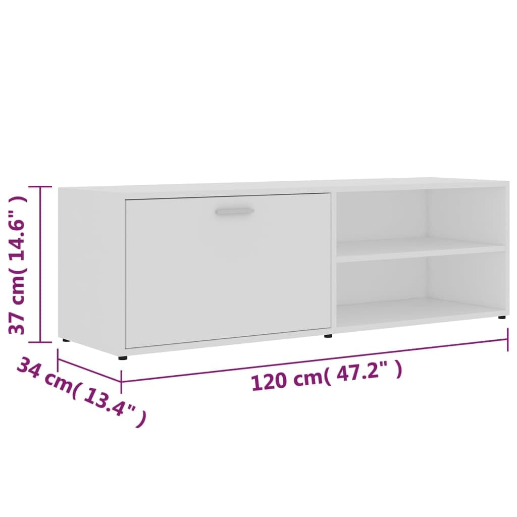 vidaXL Mobile Porta TV Bianco 120x34x37 cm in Legno Multistrato