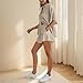 Womens 2 Piece Outfits Summer Ruffled Shirt and High Waist Shorts Matching Set Casual Sweatsuits with Pockets 2025 Fashion Beige