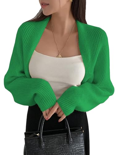 Image of SweatyRocks Women's Open Front Cropped Cardigan Long Sleeve Bolero Shrug Sweater