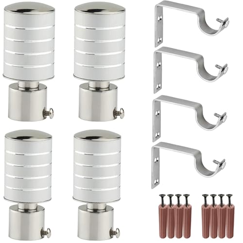 Image of GRIVAN Stainless Steel Curtain Holder Set for Door Window Wall Suitable for 1 Inch Rod Curtain Bracket Support Knobs Accessories (Silver, Pair of 2)