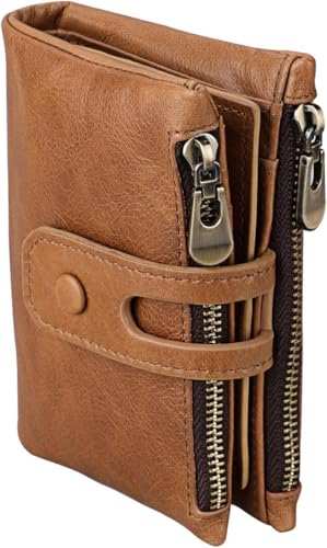 Retro Genuine Leather Travel Wallet for Men RFID Blocking Multi Pocket Organizer Vintage Design (Brown)3