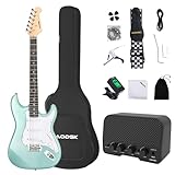 AODSK Electric Guitar with Amp Beginner Kit 39 Inch Solid Body Full Size,All Accessories,Digital Tuner,Six Strings,Four Picks,Tremolo Bar,Strap,Gig Bag,Starter kit
