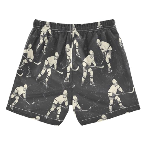 Boccsty Grey Hockey Player Black Boys Swim Trunks Baby Kids Swimwear Summer Toddler Beach Board Shorts Bathing Suit 2T2