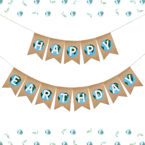 VitalCozy 4.5 x 6.5 '' Earth Day Decorations Happy Earth Day Banner April 22 Party Decor for Bedroom Home School Classroom Environmental Events Favors Travel Theme Party Decorations
