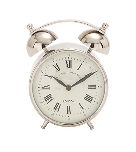 Deco 79 Stainless Steel Clock With Bell Style Top, 3" X 5" X 7", Silver #TOP5