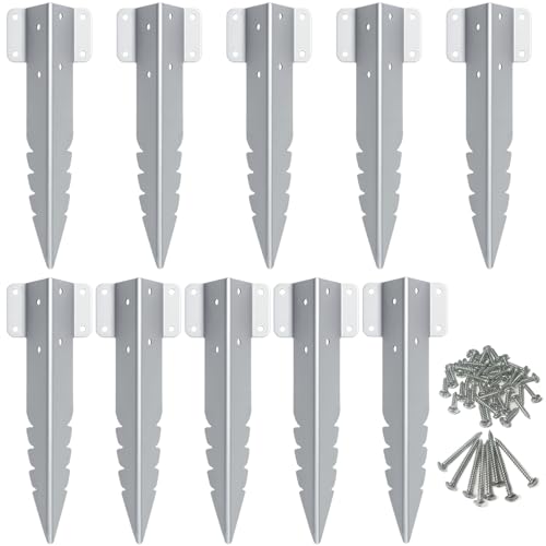 Hzxy Railway Sleeper Brackets 10Pack Heavy Duty Metal Garden Sleeper Stakes for Garden Edging Galvanised Steel Serrated Railway Sleeper Stakes Fixings for Timber Raised Beds Screws Included