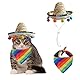 Katzen-Sombrero, Katzenhut, Bandana, Schal, Regenbogen-Schal, Haustier-Strohhut, Cinco de Mayo, Mini-Sombrero-Hut für Katzen, Welpen, kleine Hunde, Party/Geburtstag/Foto (Mehrfarbig + S)