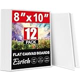 ESRICH 8x10 Canvas for Painting, 12 Pack Canvas Boards for Painting Primed Acid Free Blank Canvas Panels for Oil Paint, Watercolor, Acrylic Paint, Gouache and Tempera.