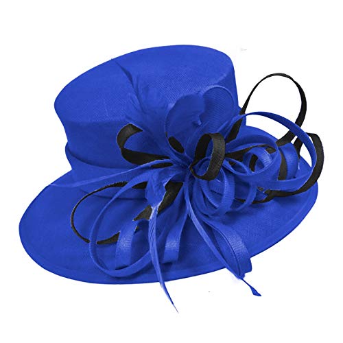 Chapeau large bord bleu roi mariage pour tenue d'invitée chic