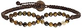 Infinityee888 Tiger Eye Anklet Bracelet bead woven Brown Wax 8 Infinity Endless Love Symbol Adjustab