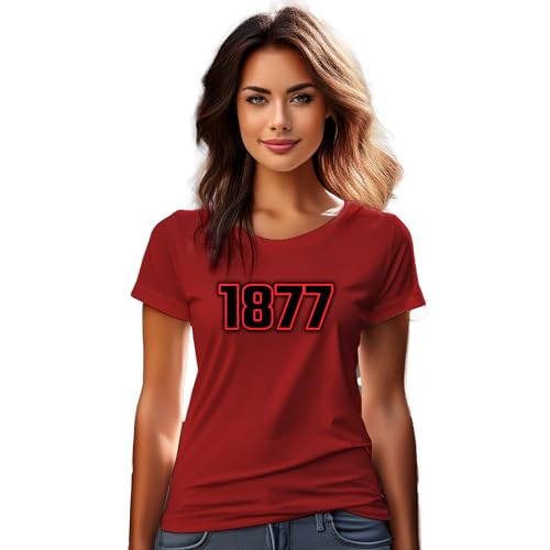 T-shirt pour femme rouge 1877 haut vintage col rond mode estivale décontractée chic