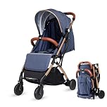 Airline Approved Baby Pram, Foldable Cabin Stroller Pushchair, Compact, Travel Friendly Buggy, Baby Stroller with Smooth Ride, One-Handed Fold, Suitable for 0-36 Months, Max 15kg (Navy)