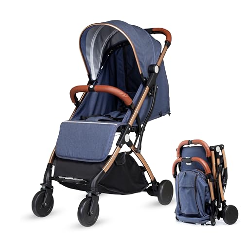Baby Pram & Pushchair, Lightweight Cabin Approved Stroller, Travel Buggy Pram for Newborn Toddlers Birth to 36 Months (Navy)
