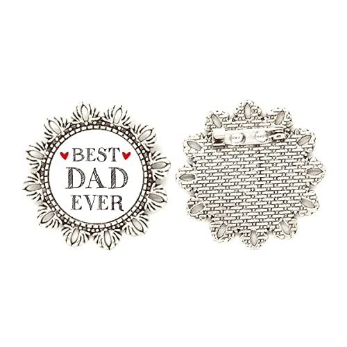 Broche de plata Best Dad Ever con inscripción Loved, tamaño mediano