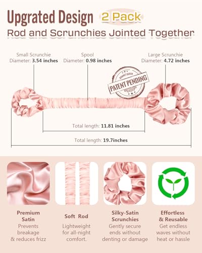 Image of BONNET QUEEN Heatless Hair Curler Satin Hair Curler Heatless Curls Women Hair Rollers No Heat Overnight Curls Medium Curler, CreamPink