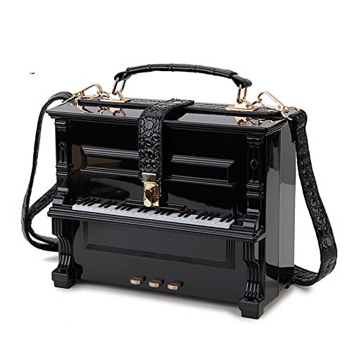 Piano Shaped Purse Handbag Women Crossbody Shoulder Bag Acrylic Unique Novelty Box Shaped Piano Purse Top Handle Clutch Bag
