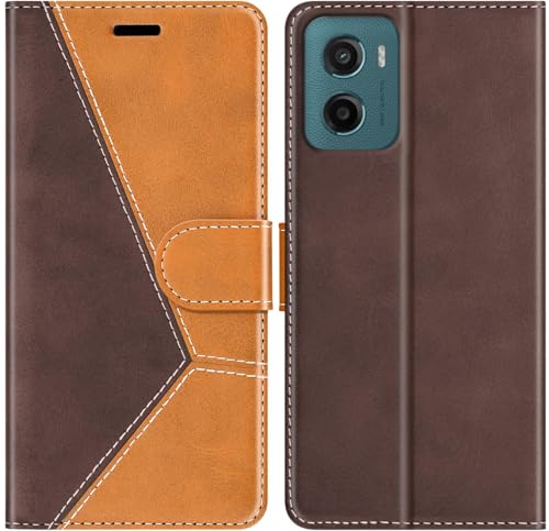 Image of ClickCase Trend Series for Motorola Moto G05 Leather Wallet Flip Case Magnetic Closure Flip Cover for Motorola Moto G05 (Tan & Brown)