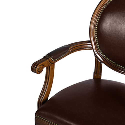 FurnitureR Bankers Solid Wood Frame with Faux Leather Upholstery Classical Round Backrest Home Desk boss Office Chair, Black and Brown by FurnitureR - Image 6