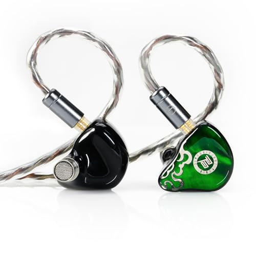 HiFiGo IEMs Juzear x Z Review Defiant in Ear Monitor, 1DD +3BA Hybrid Drivers Earphones, HiFi Wired Earbuds, Gaming Earbuds with 3.5/4.4mm Detachable Cable for Musician Audiophile Gamer (Green)