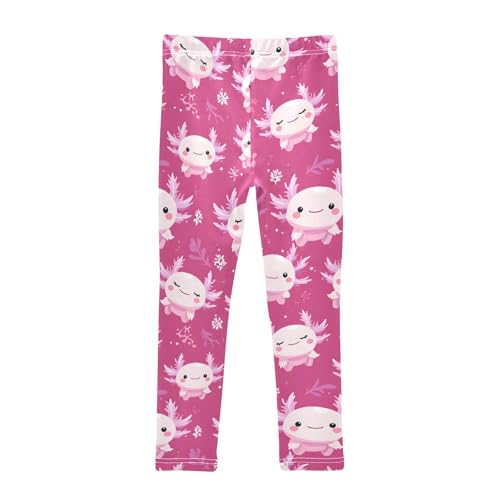 Cute Axolotl Pink Girls Leggings Soft Stretch Workout Yoga Dance Pants for Kids Casual Tights2