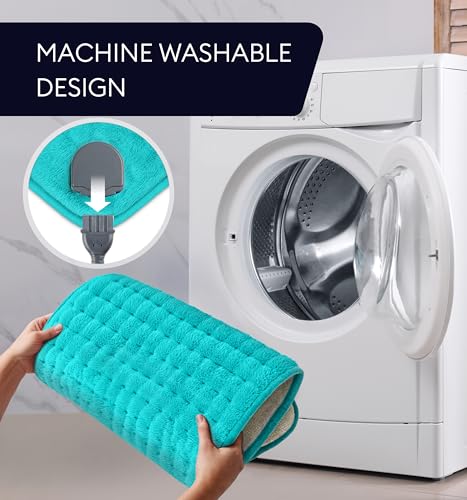 Image of GENIANI Electric Heating Pad for Back Pain & Cramps Relief, Electric Throw, Self Care Gifts for Women, Heating Pad for Neck & Shoulder, Machine Washable Microplush, Auto Shut Off (12x24 inch, Green)
