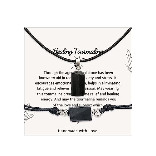 Black Tourmaline Bracelet Leather Wrap Bracelet Healing tourmaline bracelet Gifts for Women