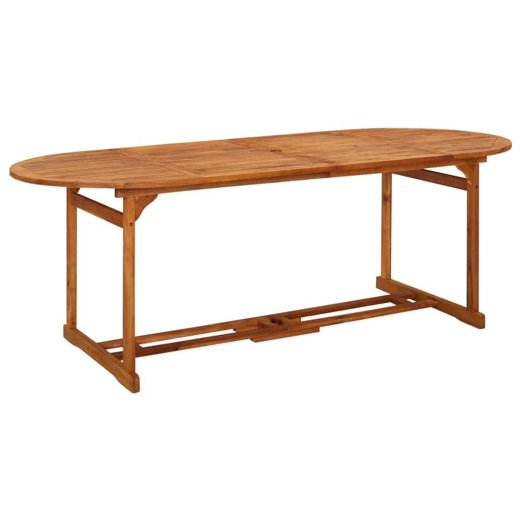 Tavolo da pranzo da giardino in legno massello di acacia, 220 x 90 x 75 cm, resistente alle intemperie, per terrazza, balcone, esterno, barbecue, picnic e feste, robusto, con foro per