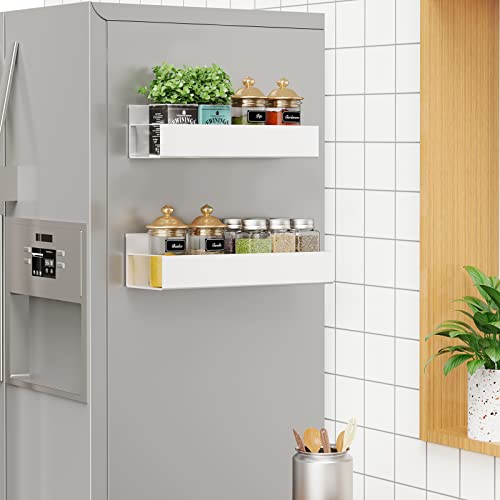 Vetacsion 2 Pack Moveable Fridge Magnetic Spice Racks,Metal White #TOP3