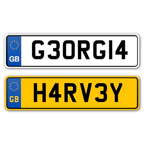 QuoteMyWall 2X Kids Toy Car Numberplate Stickers for Ride On Personalised Decals Peel & Stick for Electric Cars Children's Scooter Trike Bike Mobility Scooter Custom Number Plates