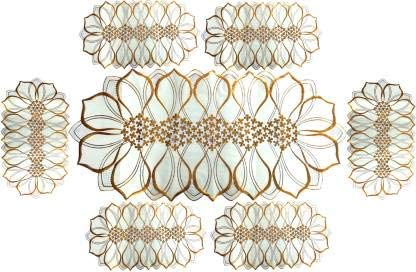 The Lineup Co. Oval Floral Design Center/Dining Table Runner Pack of 7 (Golden)