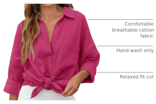 Image of NOLLSOM Casual Shirts for Women Long Sleeve Button Down Blouses Fall 2026 Solid Color Trendy Tops with Pocket
