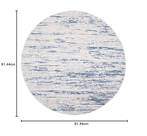 Safavieh Modern Rug for Living Room Dining Room, Bedroom - Amelia Collection, Short Pile, in Ivory and Blue, 91 X 91 cm - Image 2